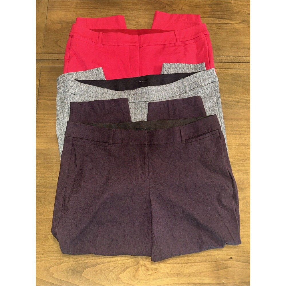 Lane Bryant 3 Pc Lot The Allie Pants Women's 20 Red Gray Purple Stretch Career